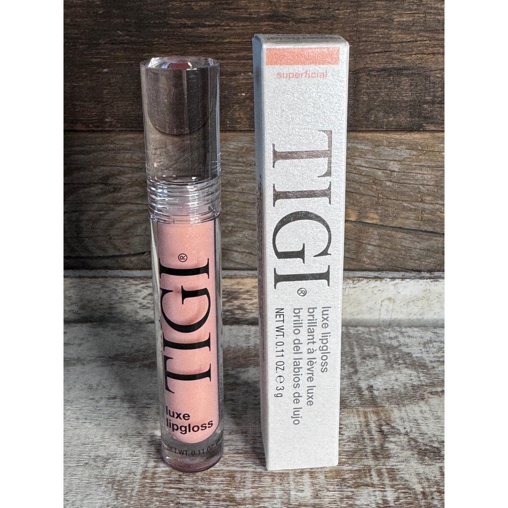 TIGI Luxe Lipgloss | Superficial | Full Size NIB | Shimmer Pink | MSRP $15